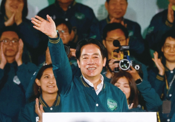지난 1월 13일 대만 총통 선거에서 승리한 라이칭더 집권 민진당 당선자. / 연합